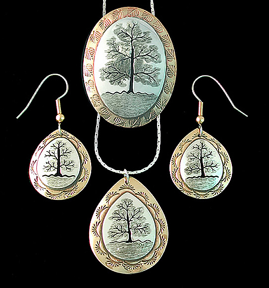 tree of life pendant, earrings, pin, brooch